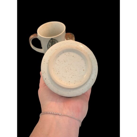 Set 2 Otagiri Japan Cobalt & Brown Leaves Speckled Stoneware Mug Cup 14oz - Picture 8 of 11